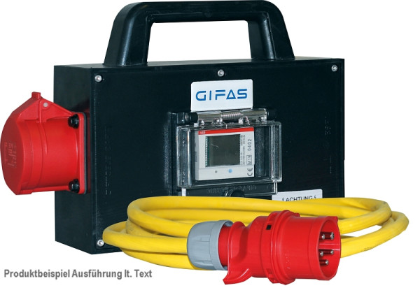 GIFAS Vollgummi-Verteiler Typ 2516, 1x CEE 16/400, 2x Schuko, 1x digitaler Drehstromzähler, 294804