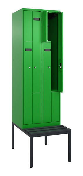 C+P Z-Spind Evolo PLUS, Bank, 4 Fächer, 2120x600x815mm, 6037/6037, Zylinderschloss, Sitzfläche Kunststoff, Sitzbank, 0490537-204 S10107