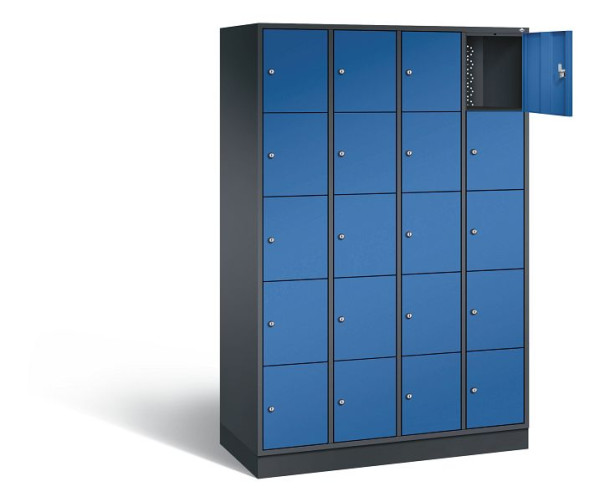 C+P Schließfachschrank Intro, H1950xB1220xT490mm, Farbe: Schwarzgrau / Enzianblau, 8570-401 S10201