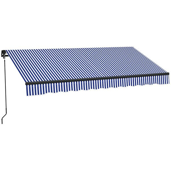 Outsunny Sonnenmarkise Markise Terrassenmarkise, inkl. Handkurbel, wetterbeständig, 247 cm x 295 cm, Blau + Weiß, 840-264V03BU