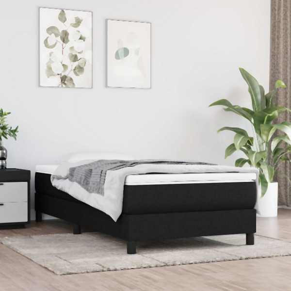 vidaXL Boxspringbett mit Matratze Schwarz 100x200 cm Stoff, 3144055