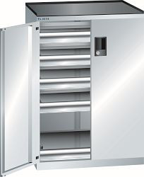 LISTA Schubladenschrank 36x27E (BxTxH) 717x600x1020mm CODE Lock, Lichtgrau 5 Schubladen, Tragkraft Schubladen: 75kg, 79.420.020.C