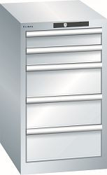 LISTA Schubladenschrank 18x27E (BxTxH) 411x572x700mm KEY Lock, Lichtgrau, 5 Schubladen, Fronthöhen: 75 - 150 mm, 78.420.020