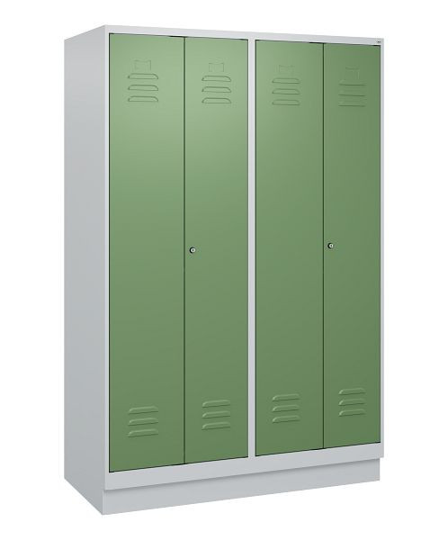 C+P Umkleidespind Classic PLUS SW, Sockel, 4 Abteile, 1800x1200x500mm, 7035/6011, Zylinderschlösser, 0800227-40 S10021