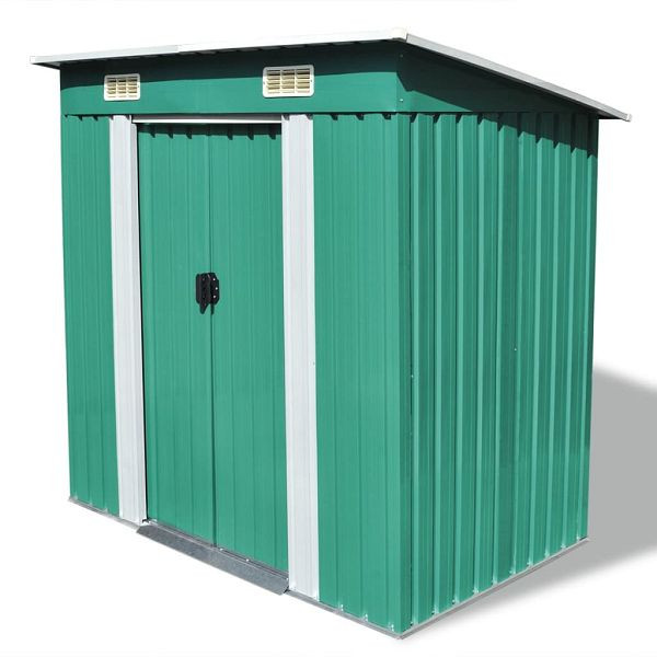 vidaXL Gartenschuppen Grün Metall, Material: Verzinkter Stahl, 42908