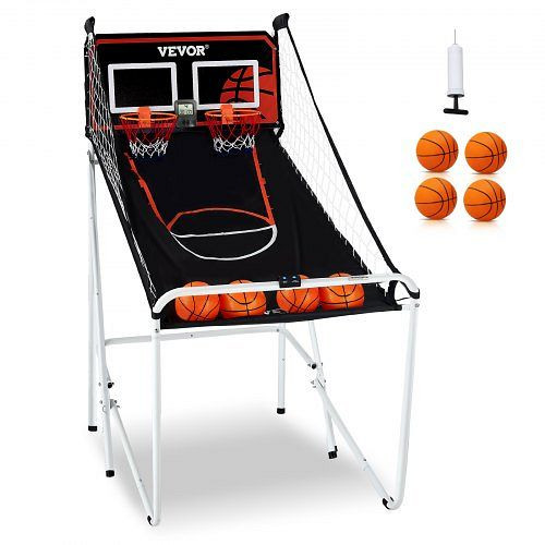VEVOR Indoor-Basketballspiel für 2 Spieler, mit 4 Bällen & 8 Spielmodi & 2 Basketballkörben & Tafel & Aufblaspumpe (Schwarz) Faltbar, TJZDLQQYXJ1IWPPWPV9