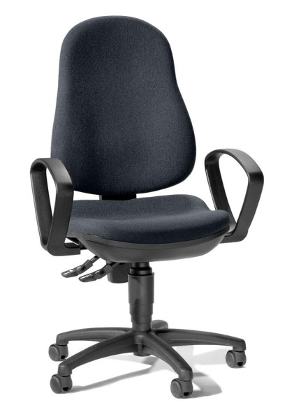 Deskin Bürostuhl BASE ART 70 mit Armlehnen, Anthrazit, 465 x 450 x 1010 mm, Gestell: Polyamid schwarz, feste Armlehnen, 348371