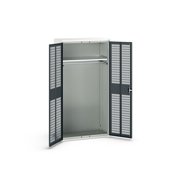 bott verso Garderobenschrank mit Belüftung, mit 1 Fachboden und 1 Kleiderstange, BxTxH: 1050 x550 x 2000 mm, Lichtgrau / Anthrazitgrau, 16926771.19