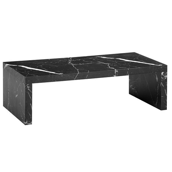 Wohnling Couchtisch 110x55x35cm Schwarz Sofatisch in Marmor-Optik Zeitlos, Design Wohnzimmertisch Rechteckig, Kaffeetisch Groß, WL6.939