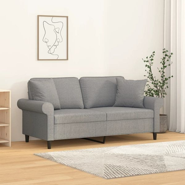 vidaXL 2-Sitzer-Sofa mit Kissen Hellgrau 140 cm Stoff, 3153241