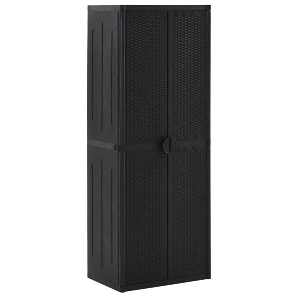 vidaXL Gartenschrank Schwarz 65x45x172 cm PP Rattan, 151237