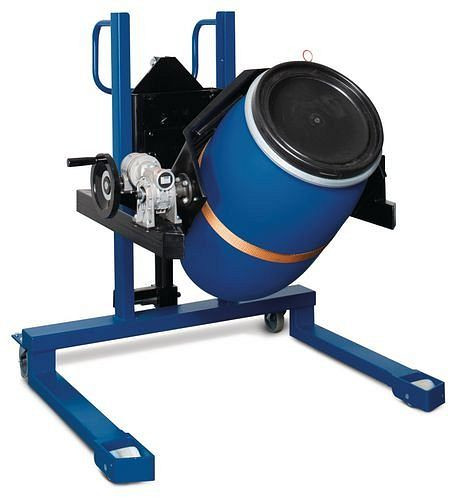 DENIOS Fasslifter Servo FW 12 aus Stahl, breites Fahrwerk, für 60- bis 220-Liter-Fässer, 181090