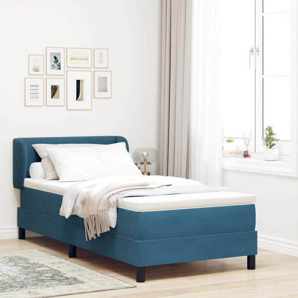 vidaXL Boxspringbett mit Matratze Dunkelgrau 80x200 cm Samt Dunkelblau, 3340374