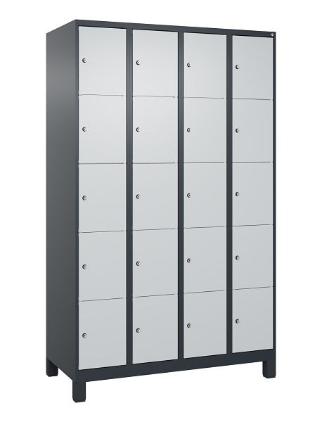 C+P Schließfachschrank Classic PLUS, Füße, 4 Abteile, 1950x1200x500mm, 7016/7035, 080010-405 S10013