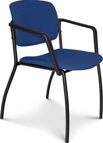 Deskin Besucherstuhl DELTA 2000, Gestell schwarz inkl. Armlehnen, Rücken Polster, eckig, Farbe blau, 361532