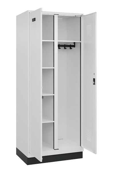 C+P Wäsche-/Garderobenspind Evolo PLUS, mit Sockel, 2 Abteile, 1950x800x500mm, 9, Frontfarbe RAL 9016 Verkehrsweiß, Zylinderschloss, 049620-22 S10047