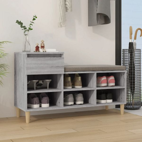 vidaXL Schuhregal Grau Sonoma 102x36x60 cm Holzwerkstoff, 821210