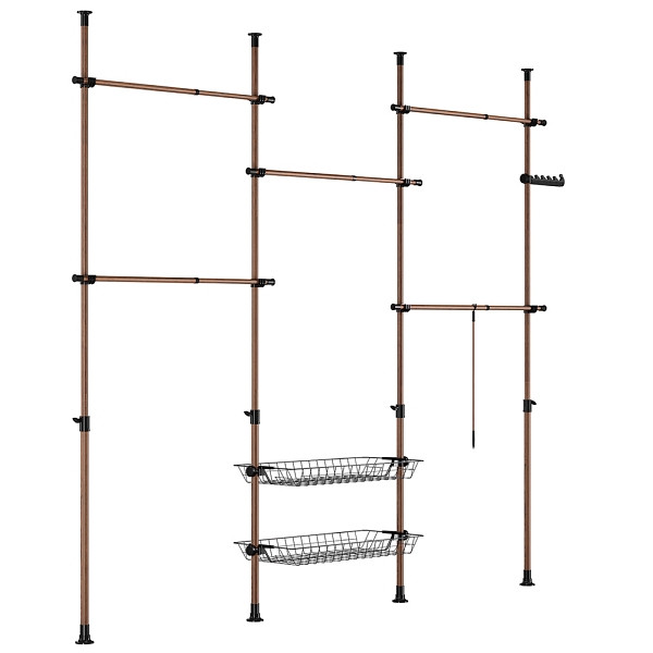 SoBuy Garderobenständer mit 2 Ablagen Braun 62x75x200cm, Funktional, KLS04-II-BR
