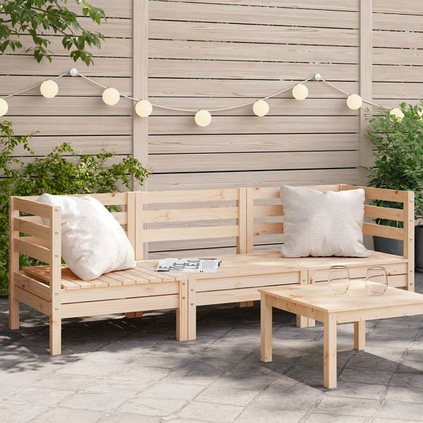 vidaXL Gartensofa 3-Sitzer Massivholz Kiefer, Material: Massives Kiefernholz (unbehandelt), 838026