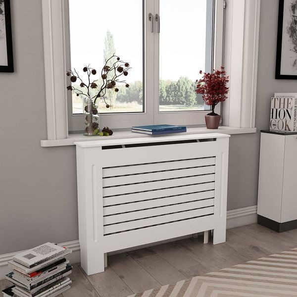 vidaXL Heizkörperverkleidungen 2 Stück Weiß 112 x 19 x 81,5 cm MDF, 3051374