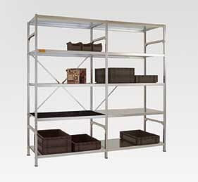 Manuflex Leichtes ESD-Fachboden-Steckregal Anbauregal mit 6 Stahlböden, HxBxT = 2500 x 1000 x 400 mm, RB1196