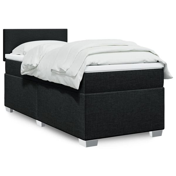 vidaXL Boxspringbett mit Matratze Schwarz 100x200 cm Stoff, 3288094