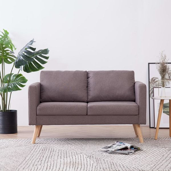 vidaXL 2-Sitzer-Sofa Stoff Taupe, Holzrahmen, 116 x 70 x 73 cm, 281365