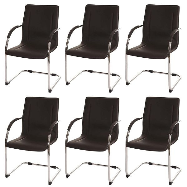 Mendler 6er-Set Esszimmerstuhl Samara, Freischwinger Küchenstuhl Lehnstuhl Stuhl, Stahl, braun, 3x46621