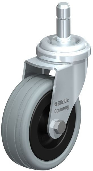 Blickle LRA-VPA 75G-ES Apparate-Lenkrolle mit Rückenloch, Vollgummi, Grau, 288860