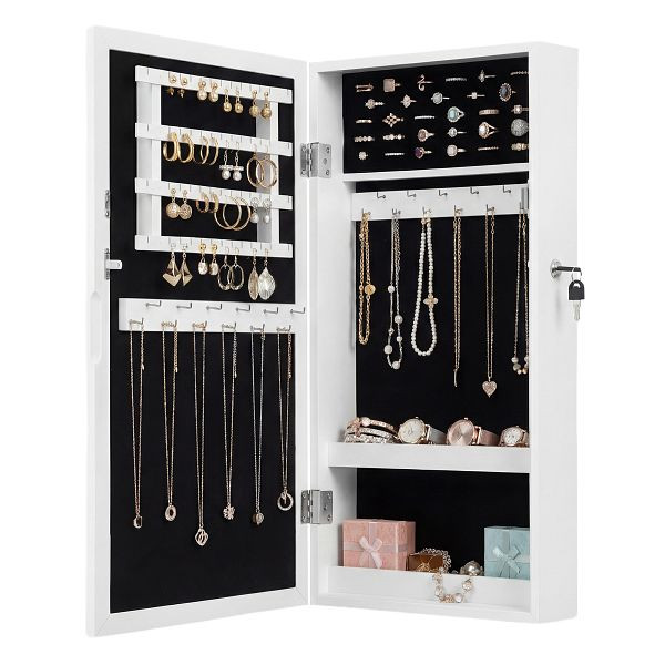 SONGMICS Schmuckschrank, Weiß, 37,2x9,7x67,3 cm, JJC51WT