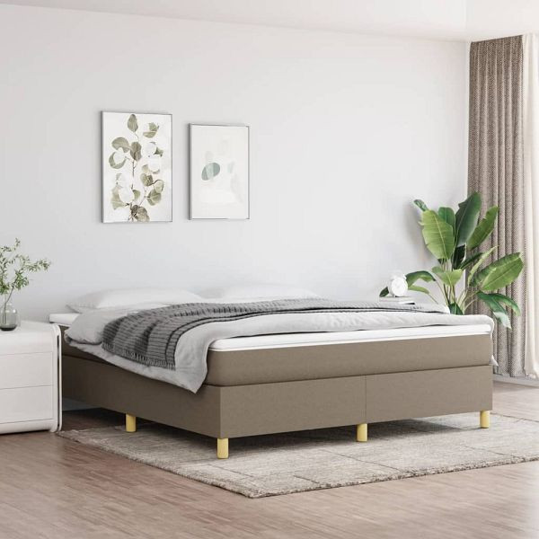 vidaXL Boxspringbett mit Matratze Taupe 160x200 cm Stoff, 3144534