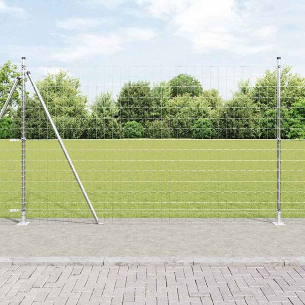 vidaXL Zaun mit Pfosten Silber 1.4 x 10 m Stahl, 3351010