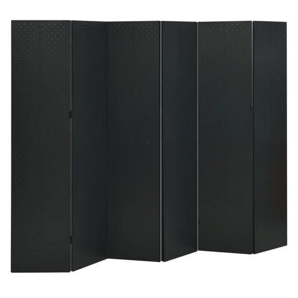 vidaXL 6-tlg. Raumteiler Schwarz 240x180 cm Stahl, 335904