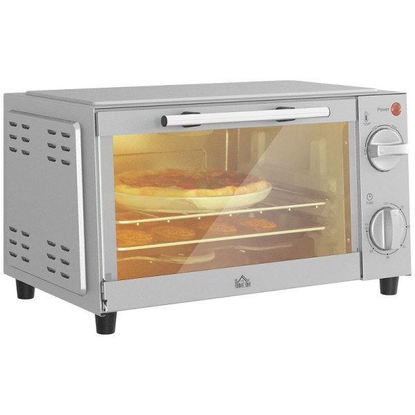 HOMCOM Minibackofen, 9 L Mini-Ofen mit Backblech, Grillrost, mit einstellbarer Temperatur und Garzeit, 800-088V90SR