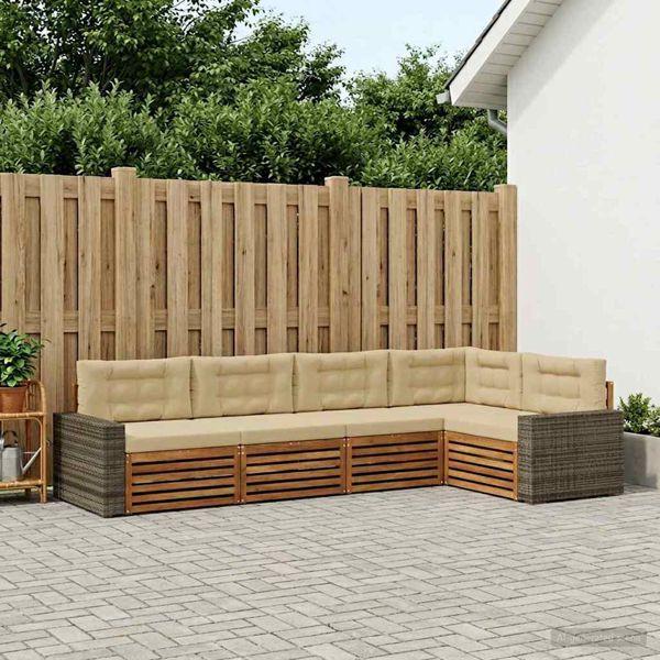 vidaXL Outdoor-Sofagarnitur 5-teilig Natur und Beige 331 x 172,5 x 73 cm, 3383371