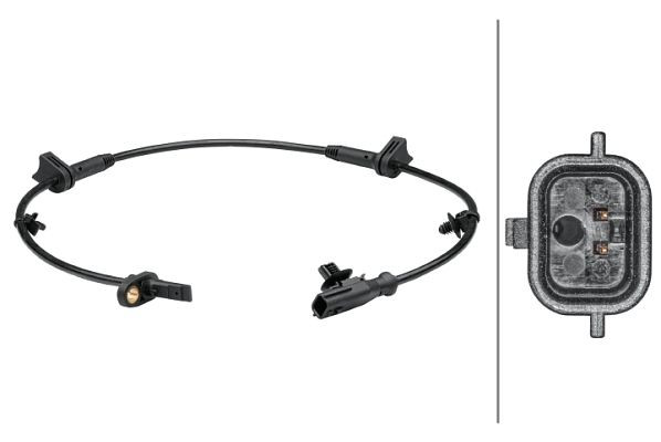 HELLA Sensor, Raddrehzahl, 2-polig, Gesamtlänge: 744mm, 6PU 012 679-111