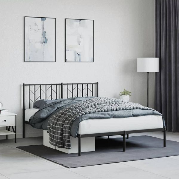 vidaXL Bettgestell mit Kopfteil Metall Schwarz 140x200 cm, 374438