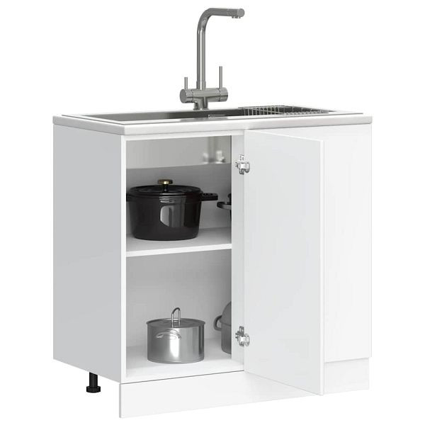 vidaXL Spülenunterschrank Weiß Holzwerkstoff, 854289, 8721158426352