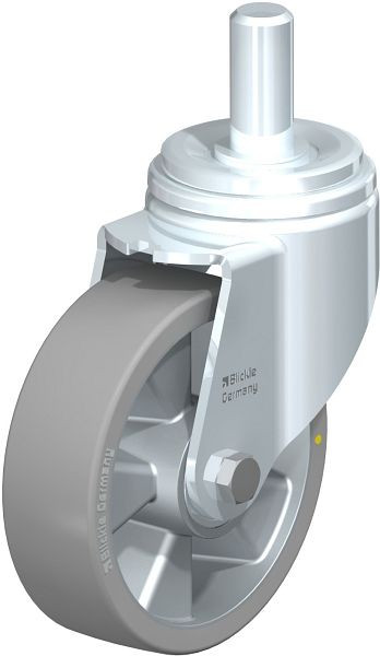 Blickle LHZ-ALTH 160K-AS Stahlblech-Lenkrolle, Schwerlast-Ausführung, mit Zapfen, Blickle Extrathane®, Grau, 852532