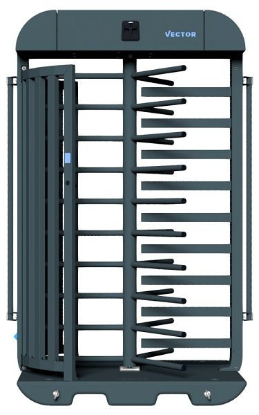 SCHAKE-VECTOR Drehkreuz V-Turnstile-Compact, rein mechanisch, verzinkt + schwarz-matt pulverbeschichtet, mit Bauzaunmodul, VPDK23SMB0272