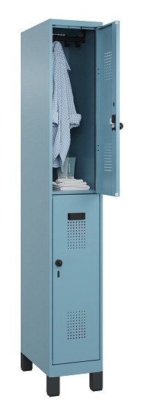 C+P Doppelstöckiger Spind Evolo PLUS, mit Füßen, 2 Fächer, 1950x300x500mm, 0010, Drehriegel, 049310-10 S10021