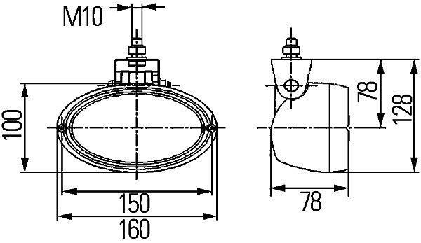 HELLA Halogen-Arbeitsscheinwerfer, Oval 100, 12V, Anbau/geschraubt, hängend/schwenkbarer Montagebügel, Nahfeldausleuchtung, 1GA 996 461-747