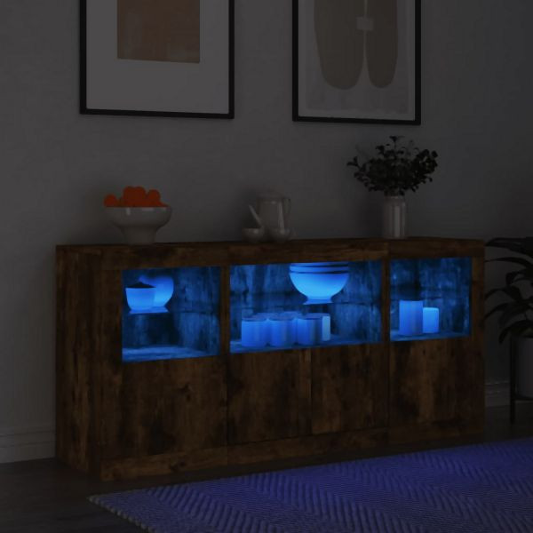 vidaXL Sideboard mit LED-Leuchten Räuchereiche 142,5x37x67 cm, 3209069