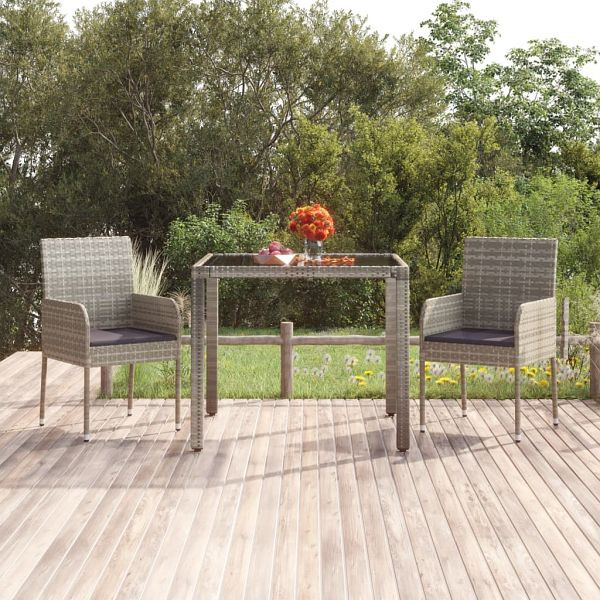 vidaXL Gartenstühle mit Kissen 2 Stück Poly Rattan Grau, 319886
