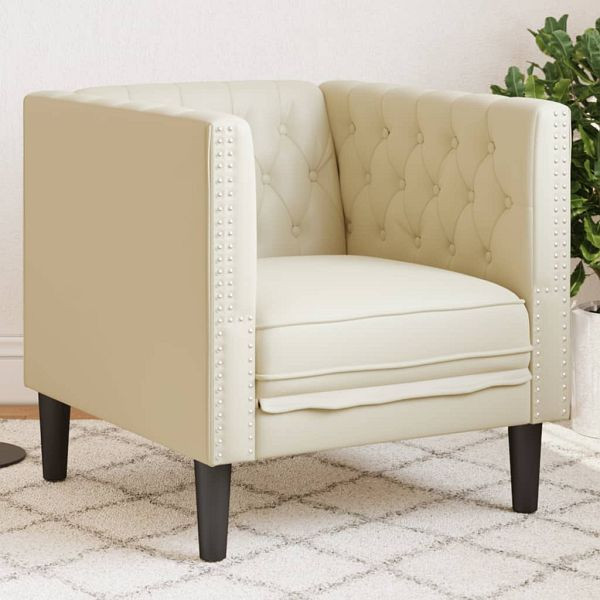 vidaXL Chesterfield-Sessel Creme Kunstleder, Sperrholz, 372653