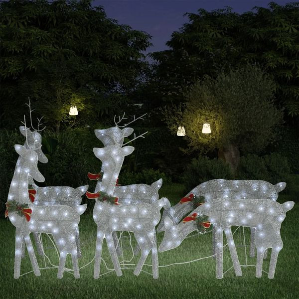 vidaXL LED-Rentiere 6 Stück Silbern Kaltweiß Mesh, 3154248