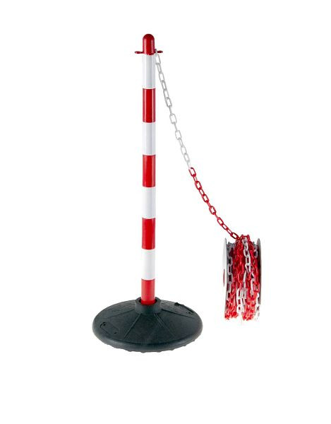 Ri-Traffic Kettenpfosten mit festem Sockel, rot/weiß, 10-0000-125