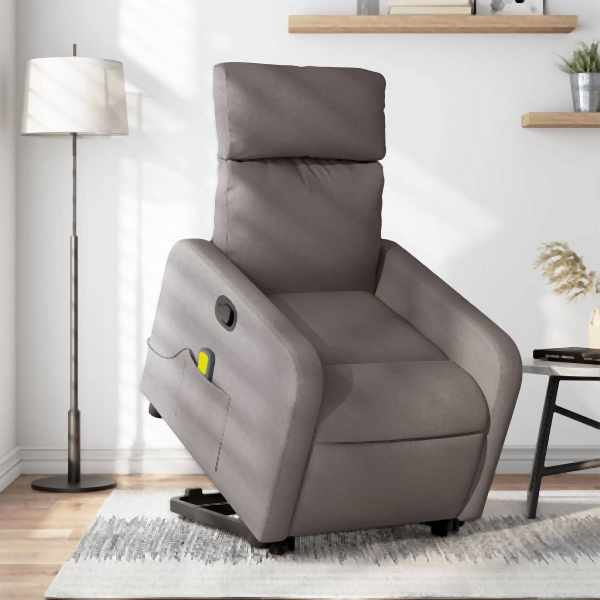 vidaXL Massagesessel mit Aufstehhilfe Taupe Stoff, 3206715