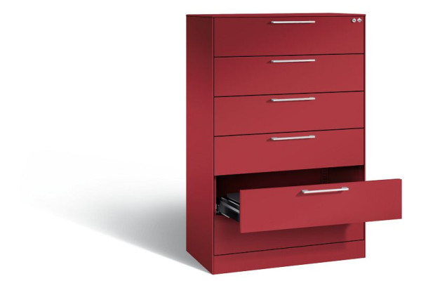 C+P Karteischrank Asisto, H1310xB800xT435mm, Farbe: Rubinrot, Bügelgriff, Stahl-Abdeckplatte, 146023-623 S10103