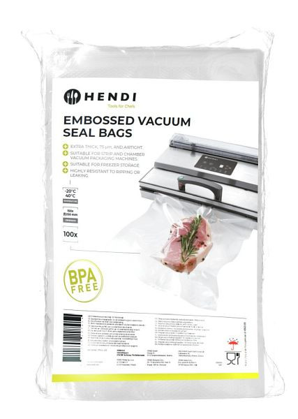 Hendi Vakuumversiegelungsbeutel, Geprägt 150x250 mm, VE: 100 Stück, 297414